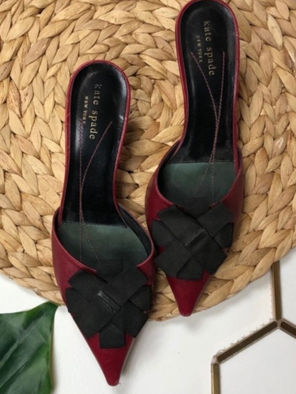 Vintage Kate Spade Y2k Mules Red Black Bow